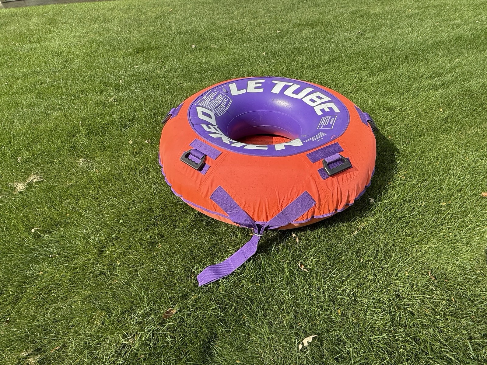 O'Brien Le Tube Inflatable Covered 54" Towable Tube Boating Used 56" 1 Rider