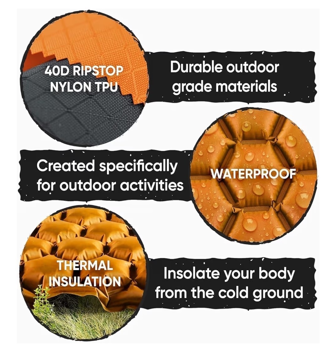 FREE SHIP POWERLIX Outdoors SLEEPING PAD Easy Inflatable Camping Mat Light Weigh