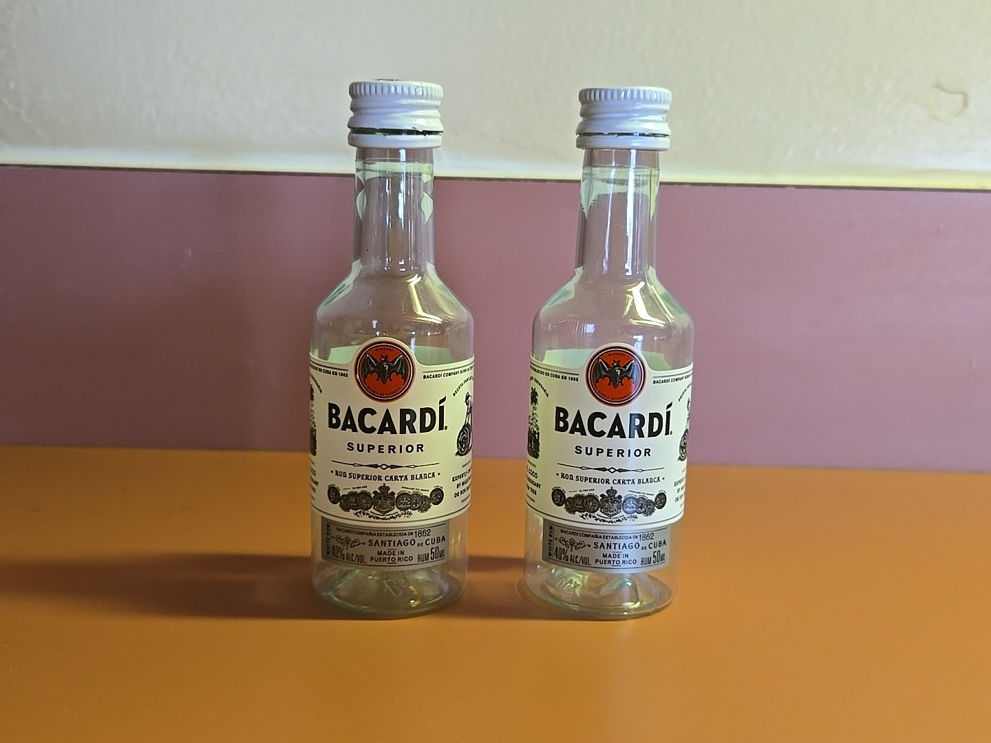 BACARDI Rum Salt & Pepper Shakers from Recycled 50ml Liquor Bottles * 4.5" Tall