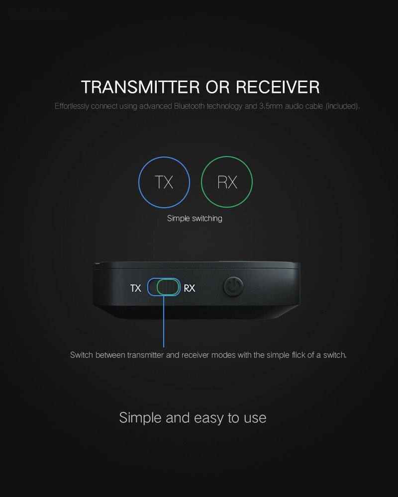 2in1 Bluetooth Transmitter Receiver Wireless Adapter TV Home Stereo A2DP Audio