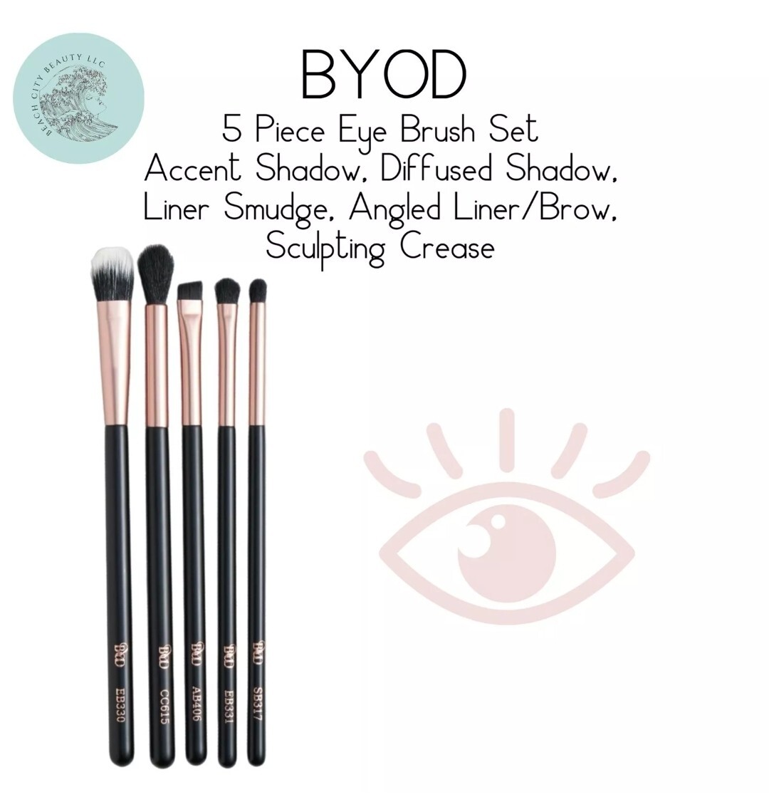 BYOD 5pc Eye Brush Set Full Size New