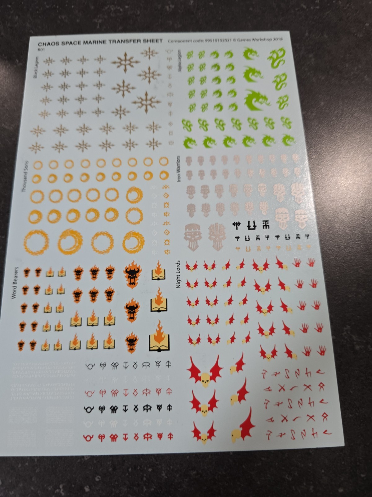 Chaos Space Marines Transfer Sheet, Decals, Warhammer 40k