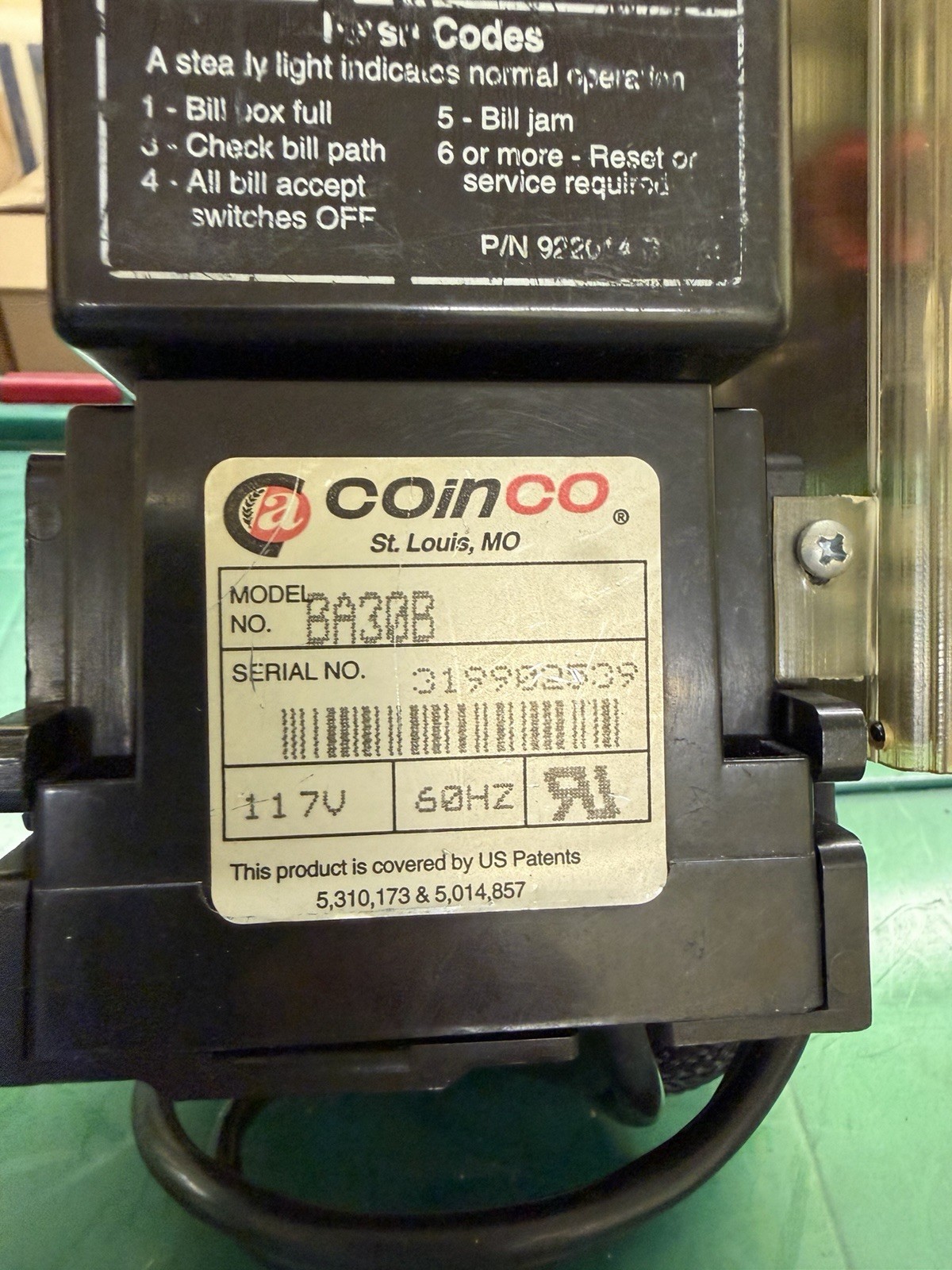 Coinco Dollar Acceptor Validator BA30B