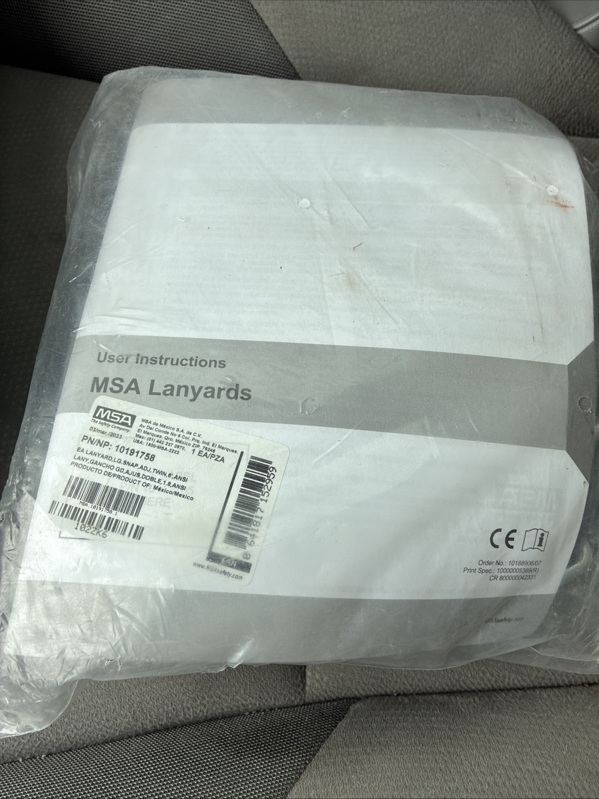 MSA 10191758 Shock-Absorbing Lanyard Gray BRAND NEW UNOPENED