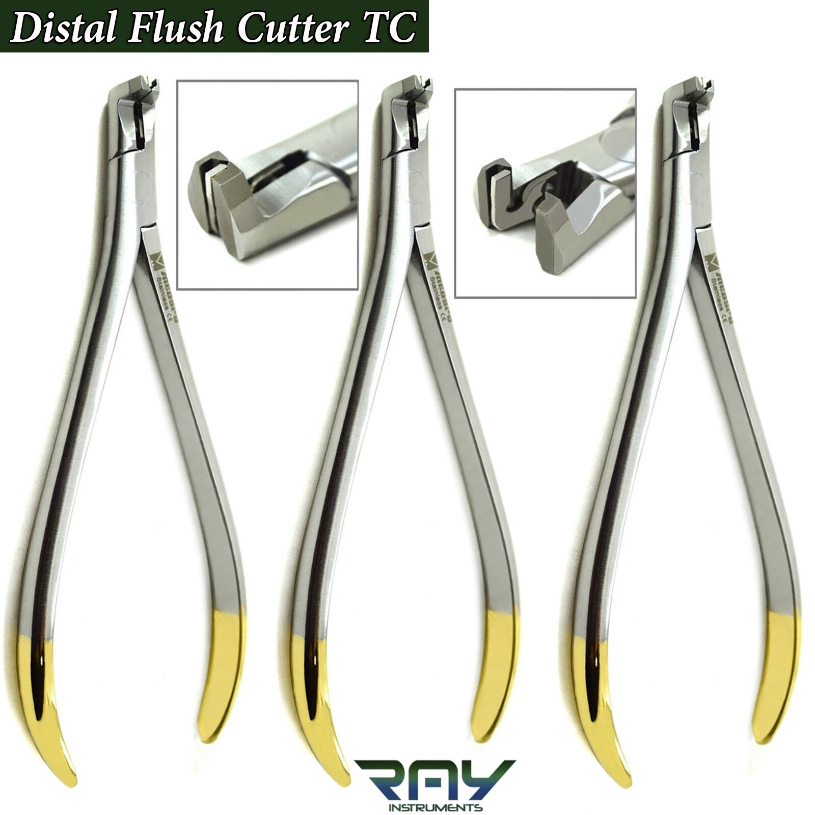 3 Pcs Dental Distal Flush Cutter TC Orthodontic Cut & Safety Hold Archwire Plier