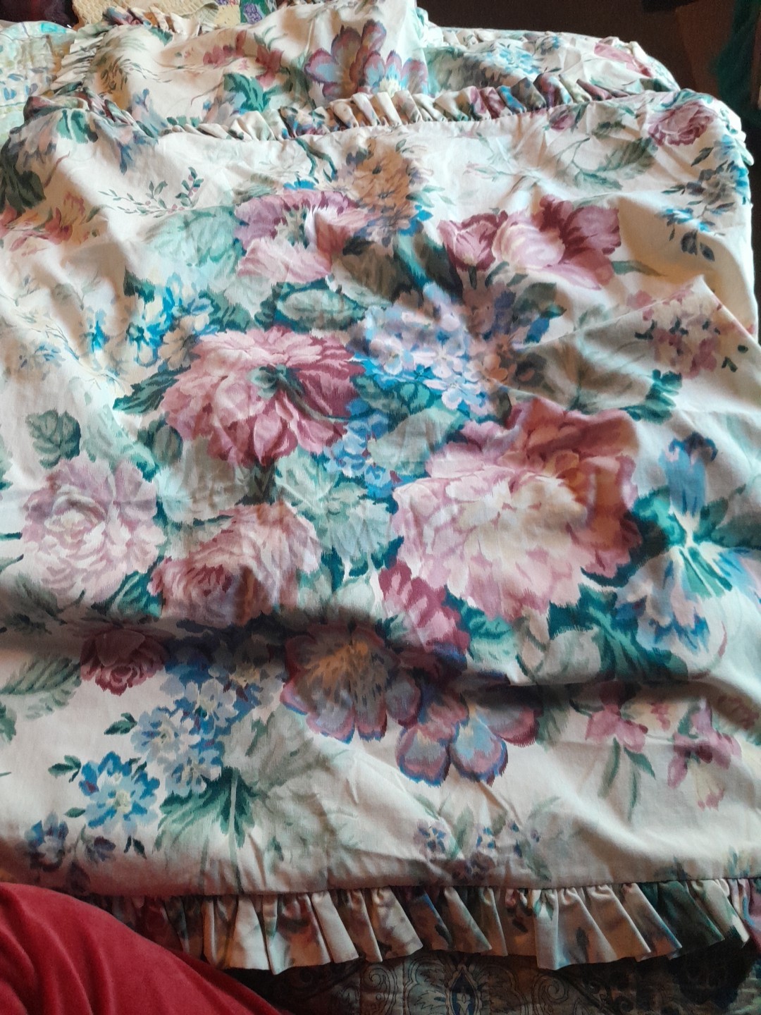 Mario Buatta Square Vtg Pillow Shams Set Of 2 - 26 X 26 Inches Floral Ruffled