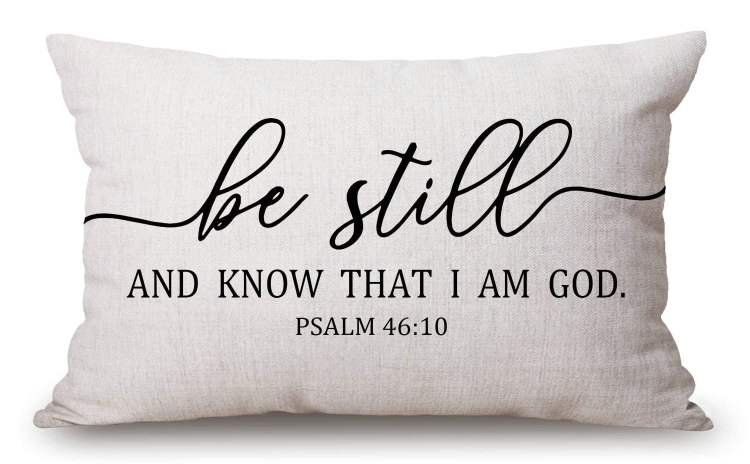 Be Still and Know That I Am God - Psalm 46:10 - Bible Verse Lumbar Throw Pillow