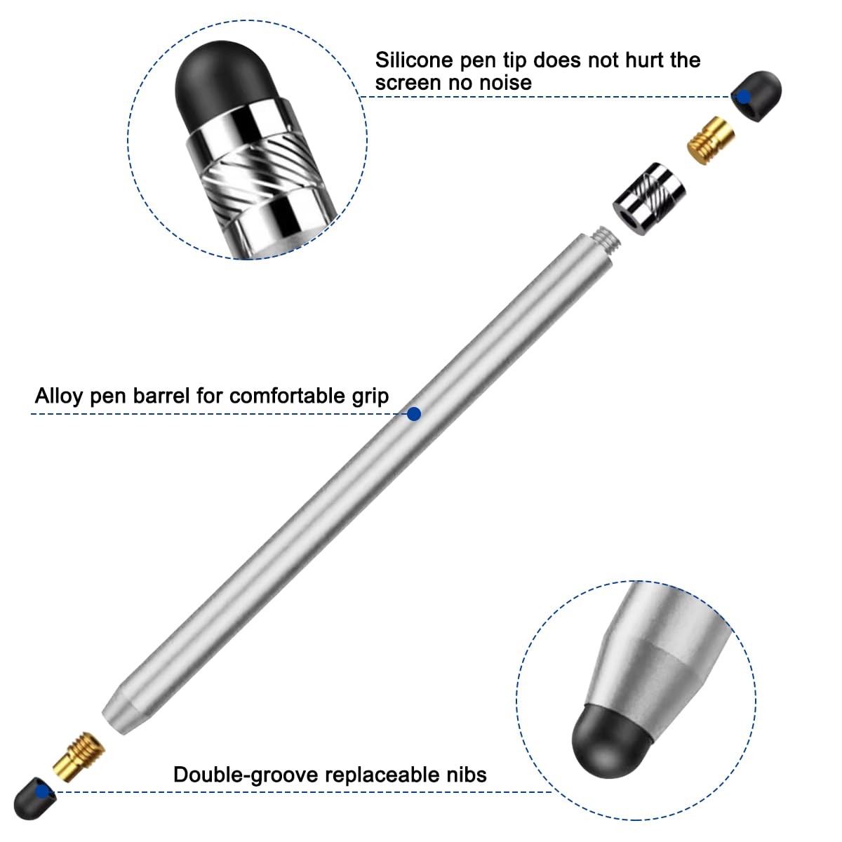 2PCS Stylus Pen Touch Screen Rubber Tip Styluses For iPad Tablet Android Phone
