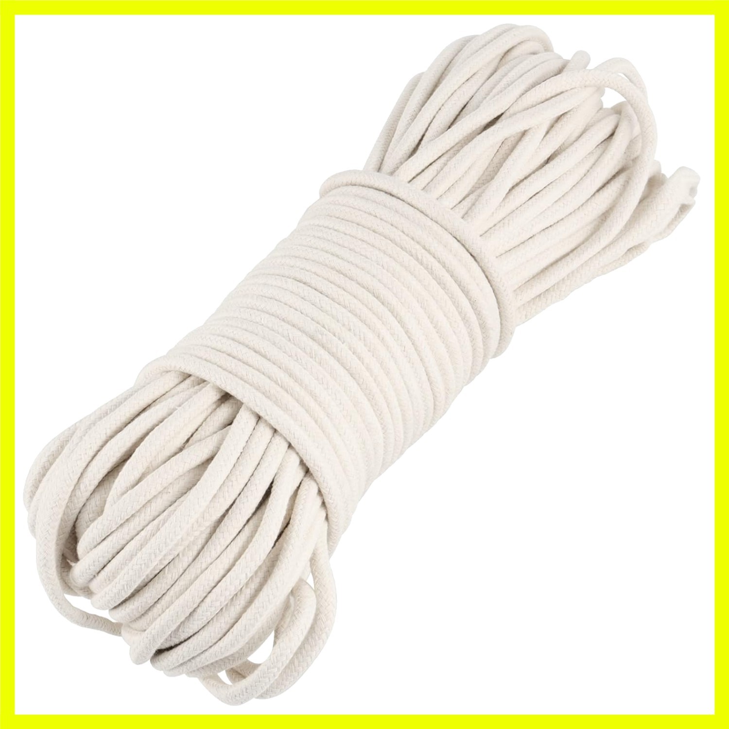 1/4 Inch 164 Feet White Natural Cotton Rope, 6mm Clothesline Rope, All Purpos...