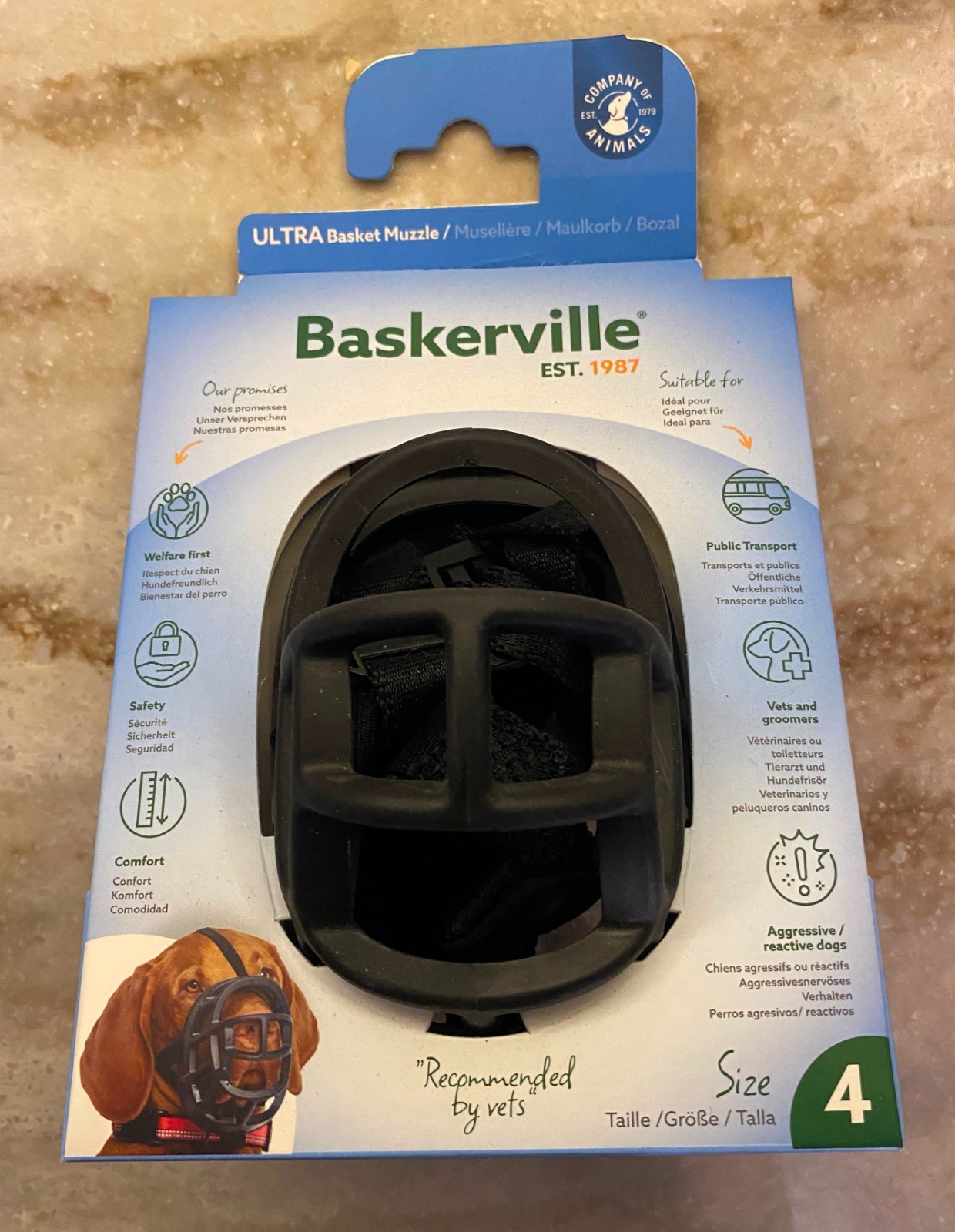 Baskerville Ultra Basket Muzzle Black Size 4 Adjustable NEW