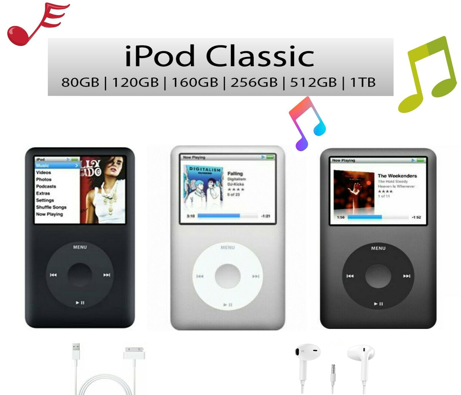 New -Sealed Apple iPod Classic 7th Generation 1TB (Latest Model) -All Colors