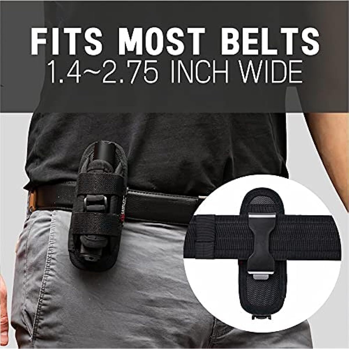 Tactical Flashlight Holster Duty Belt Bag Rotatable Clip 360 Degree Holder Case