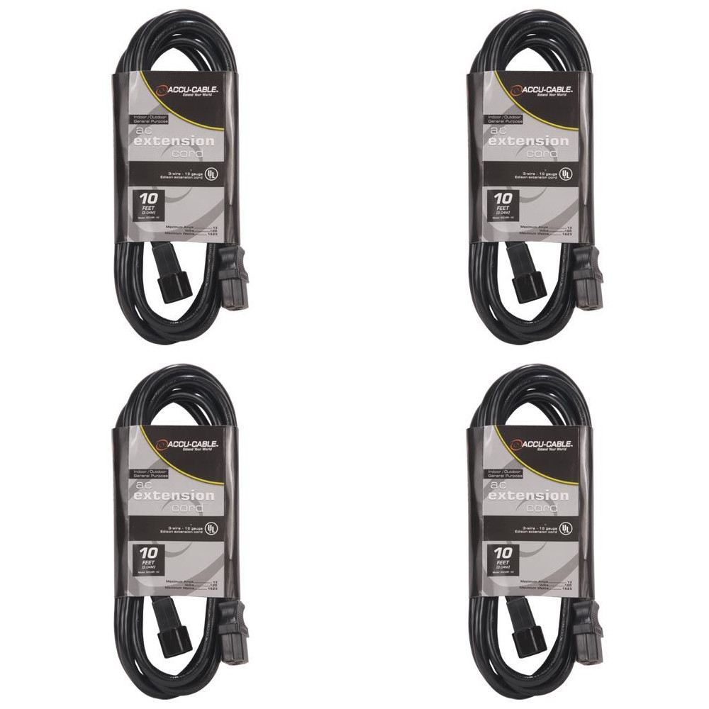 4x ADJ ECCOM-10 10' IEC Female to Male