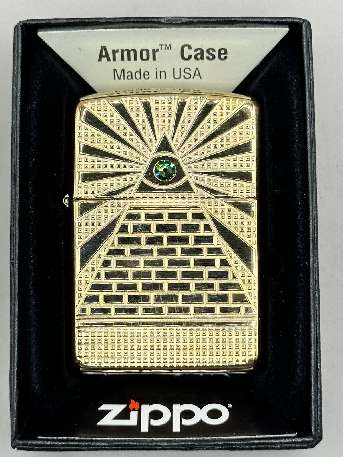 Eye Of Providence 49060 Deep Carved Design Brass Armor Zippo Lighter NEWS