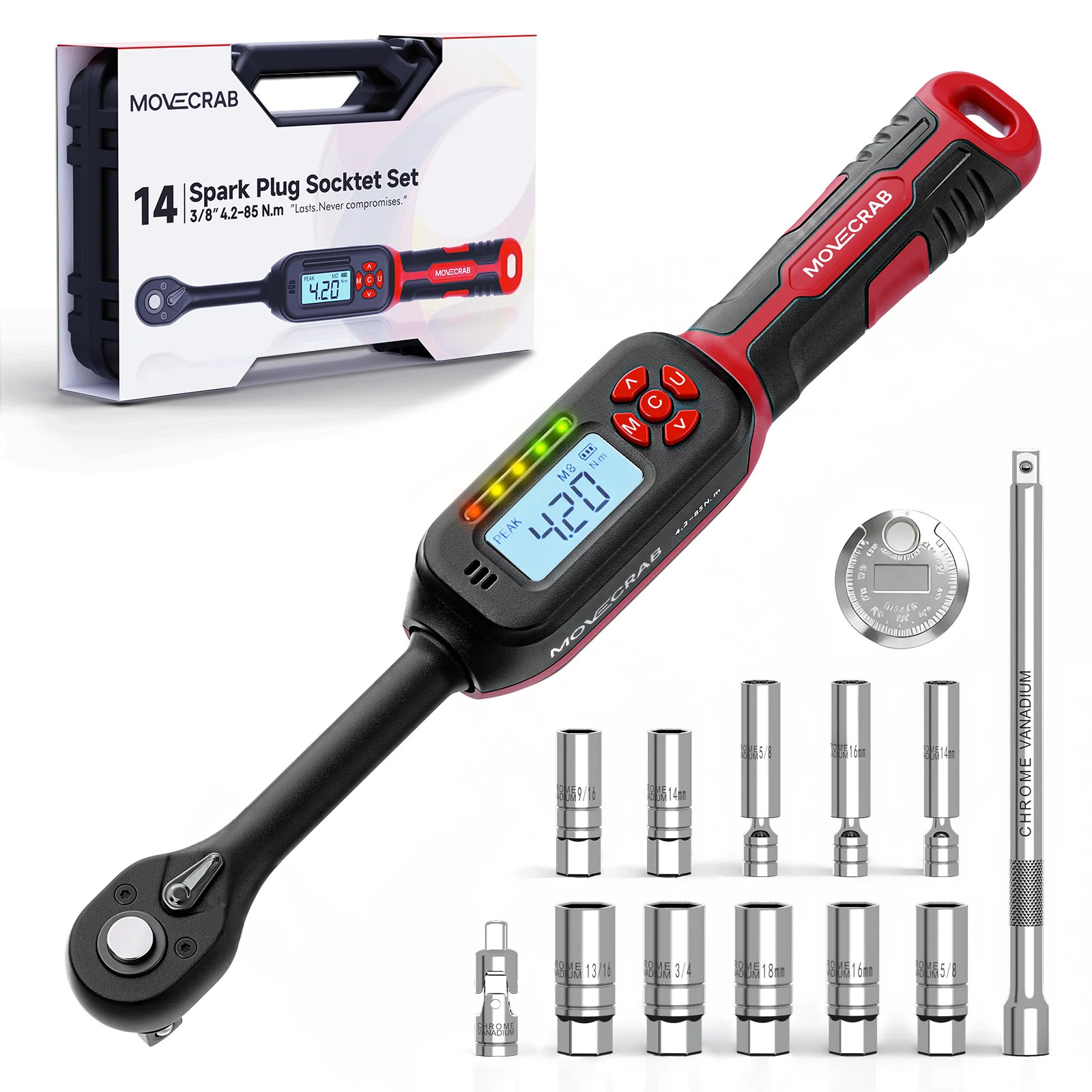 0.6-340Nm Digital Torque Wrench ±2% High Accuracy Dual-Direction Ratchet Buzzer
