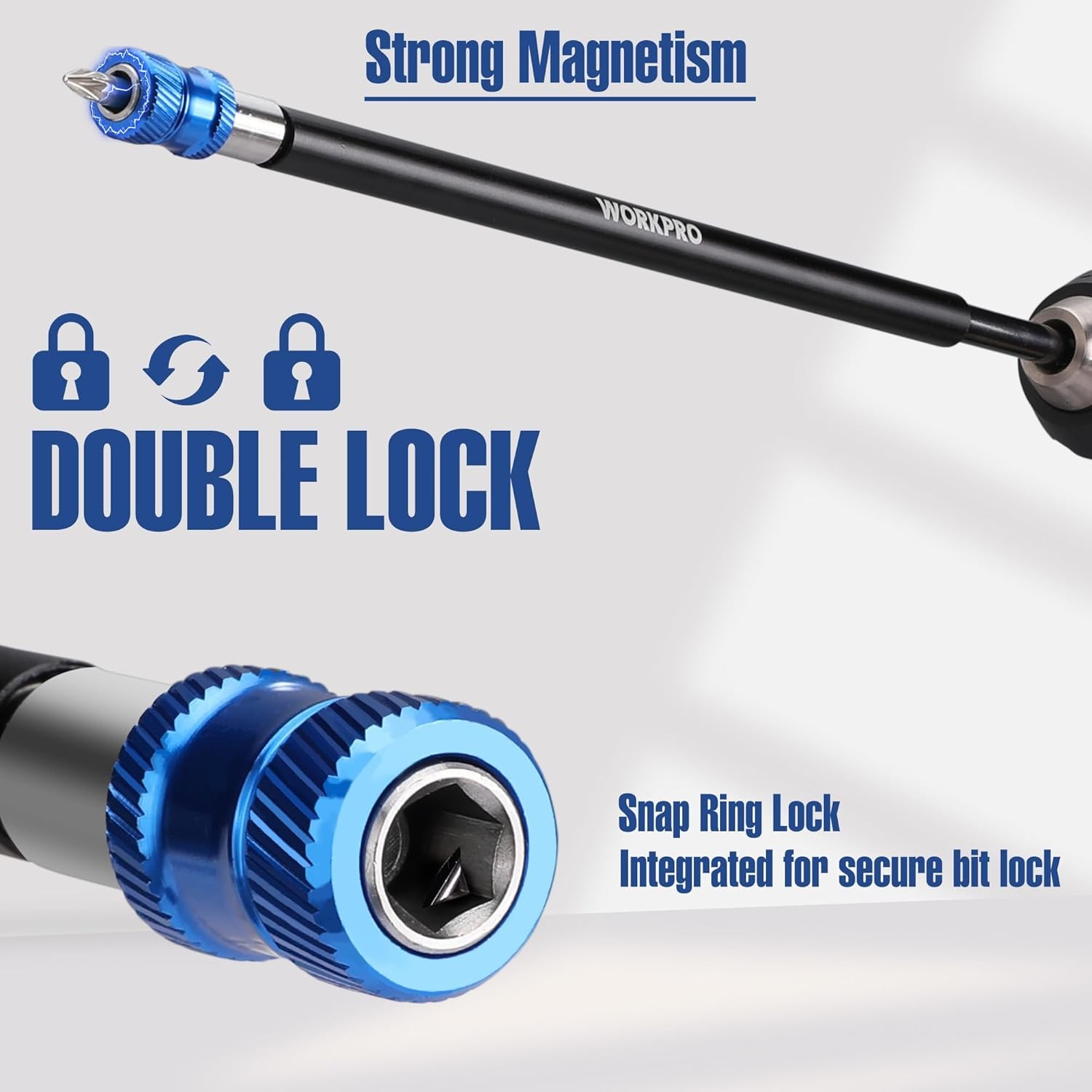 WORKPRO 12" Drill Bit Extension 1/4" Quick Release Magnetic Bit Holder for Drill