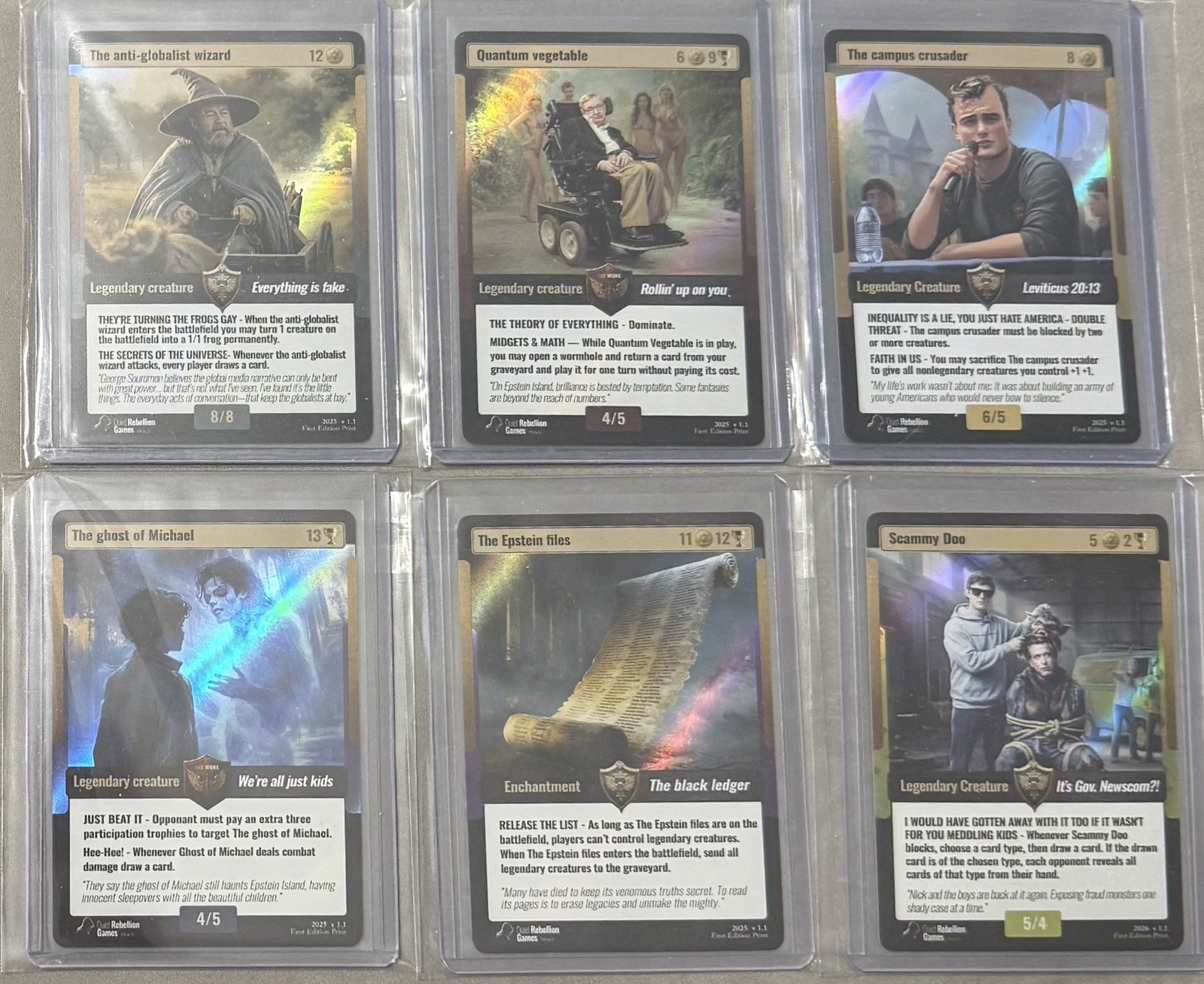 World War Woke Starter Deck & Epstein Files FULL 48 Base Set + All Holos