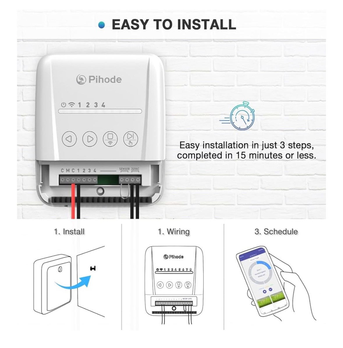 4 Zone Smart Sprinkler Controller w/Local Weather Intelligence & Atmosphere-NEW
