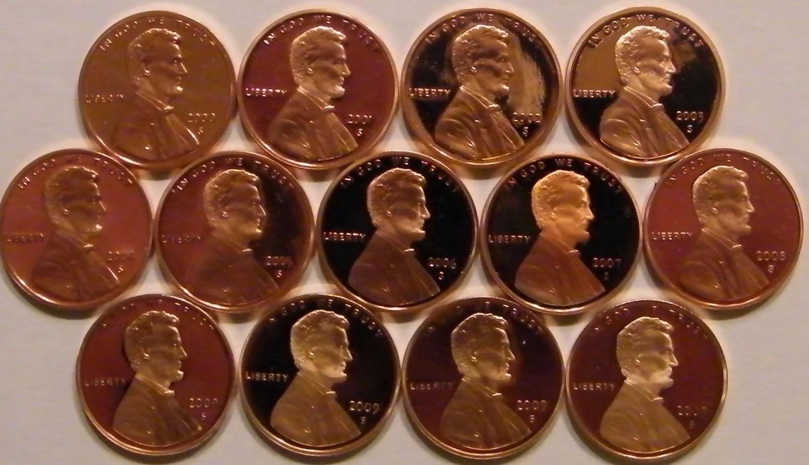 2000-2009 S Lincoln Memorial Cent Gem Deep Cameo Proof Run 13 Coin Set US Mint.