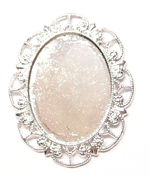 4 of 40x30mm Shiny Silver Victorian Art Deco Delicate Lace Pendant Settings