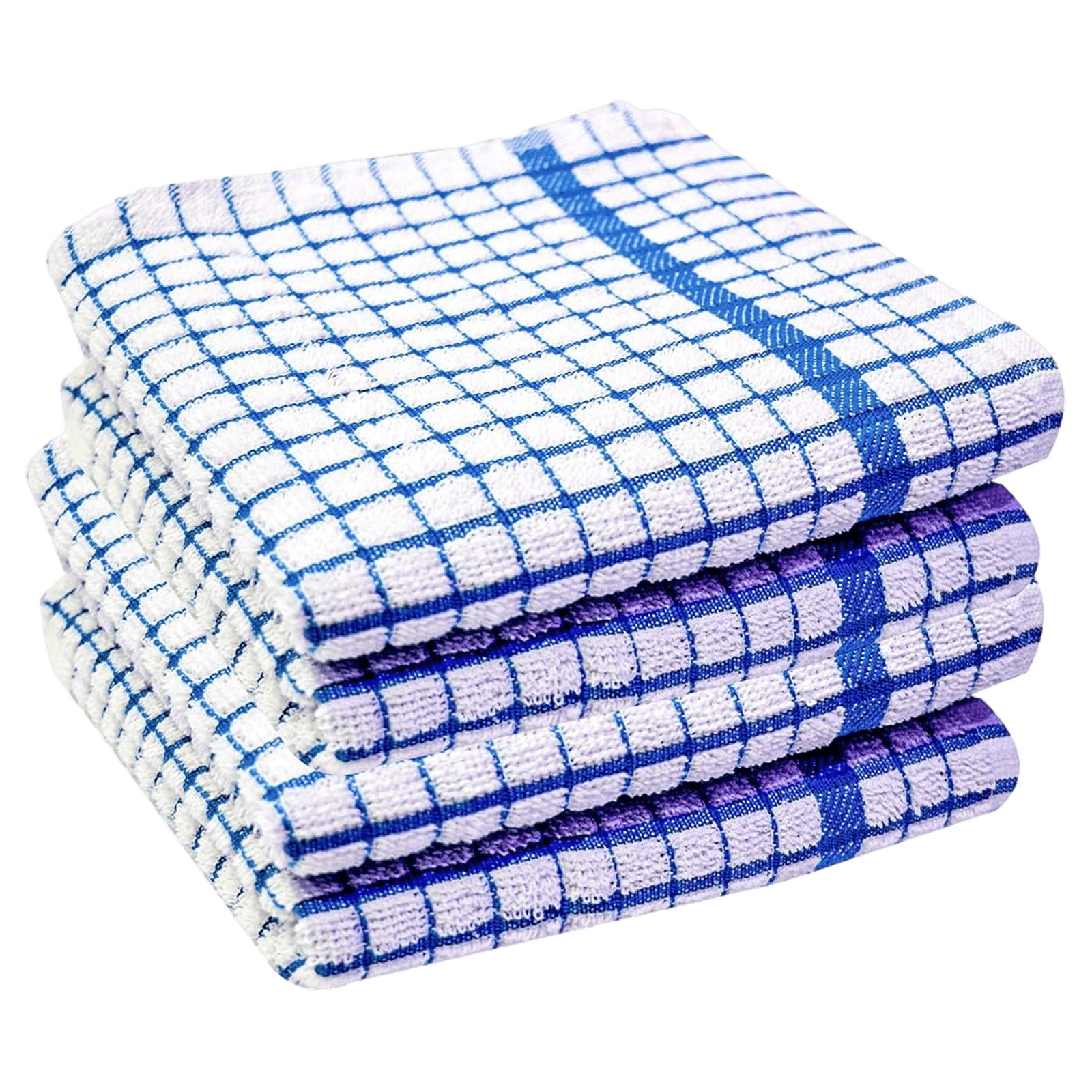 15 x 24 Kitchen Hand Dish Towels Soft 100% Ring Spun Cotton White & Light Blue