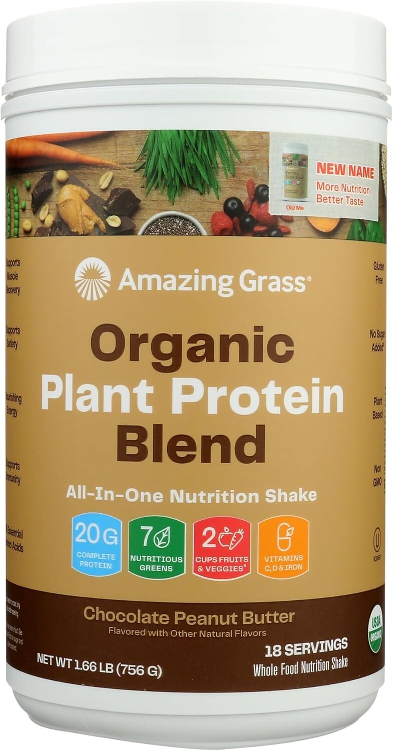 Amazing Grass - Organic Vegan Plant Protein Powder - 18 Servings - Chocolate PB
