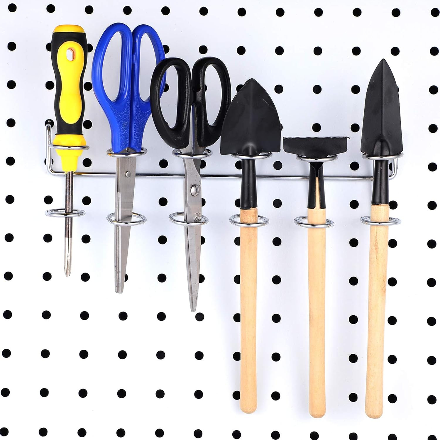 4 Pack Pegboard Screwdriver Holder Multi Ring Tool Rack Silver Pegboard Organize
