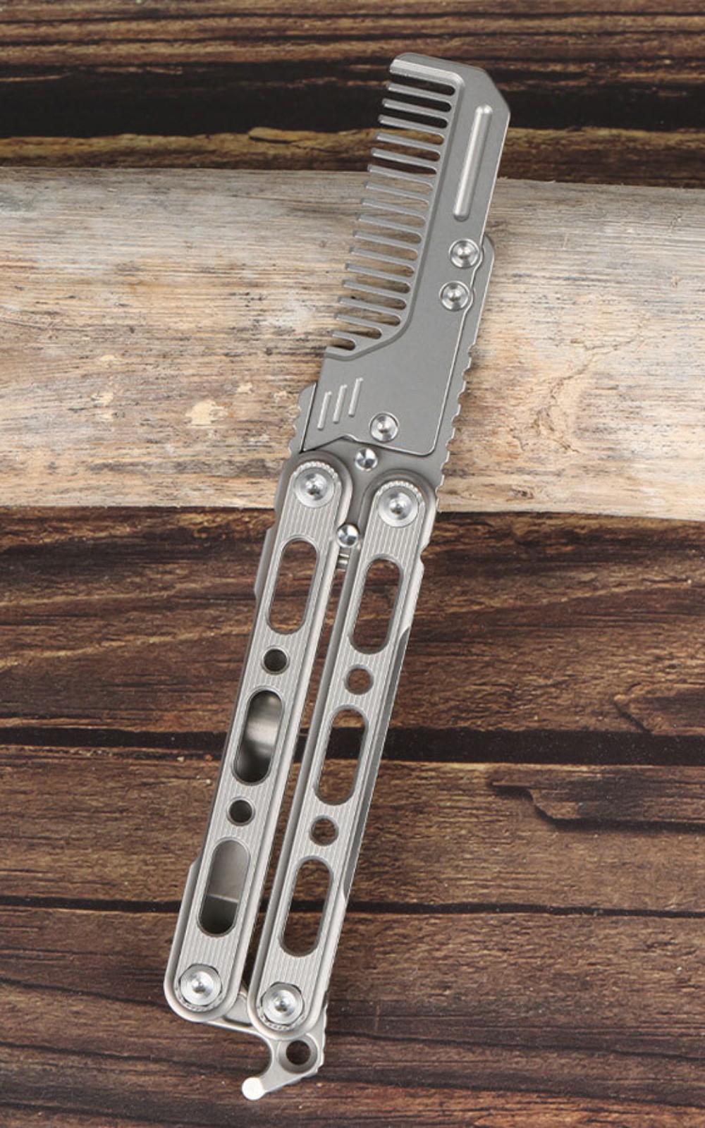 Hot Outdoor Titanium Pocket Folded Comb Replaceable Blade Portable Practice Tool