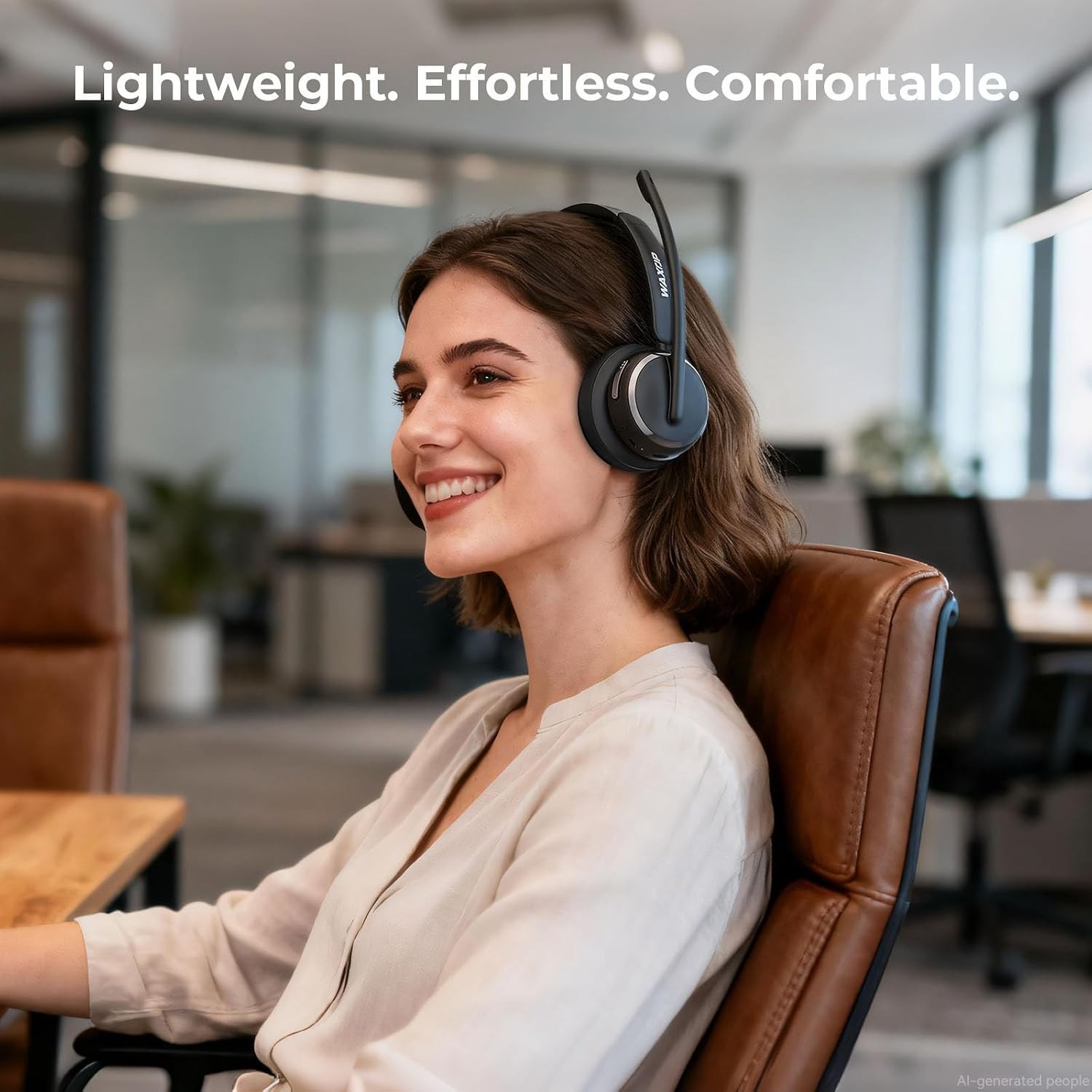 Wireless Headset with Mic for Work, Bluetooth 6.0 Headset with Microphone for PC