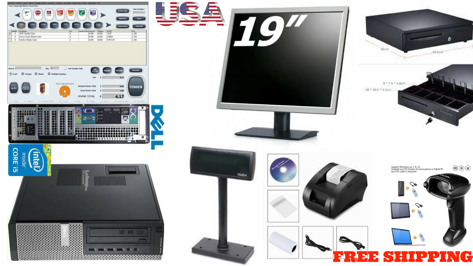 Low price Full POS all-in-one Point of Sale System Combo Kit Retail Store Pole
