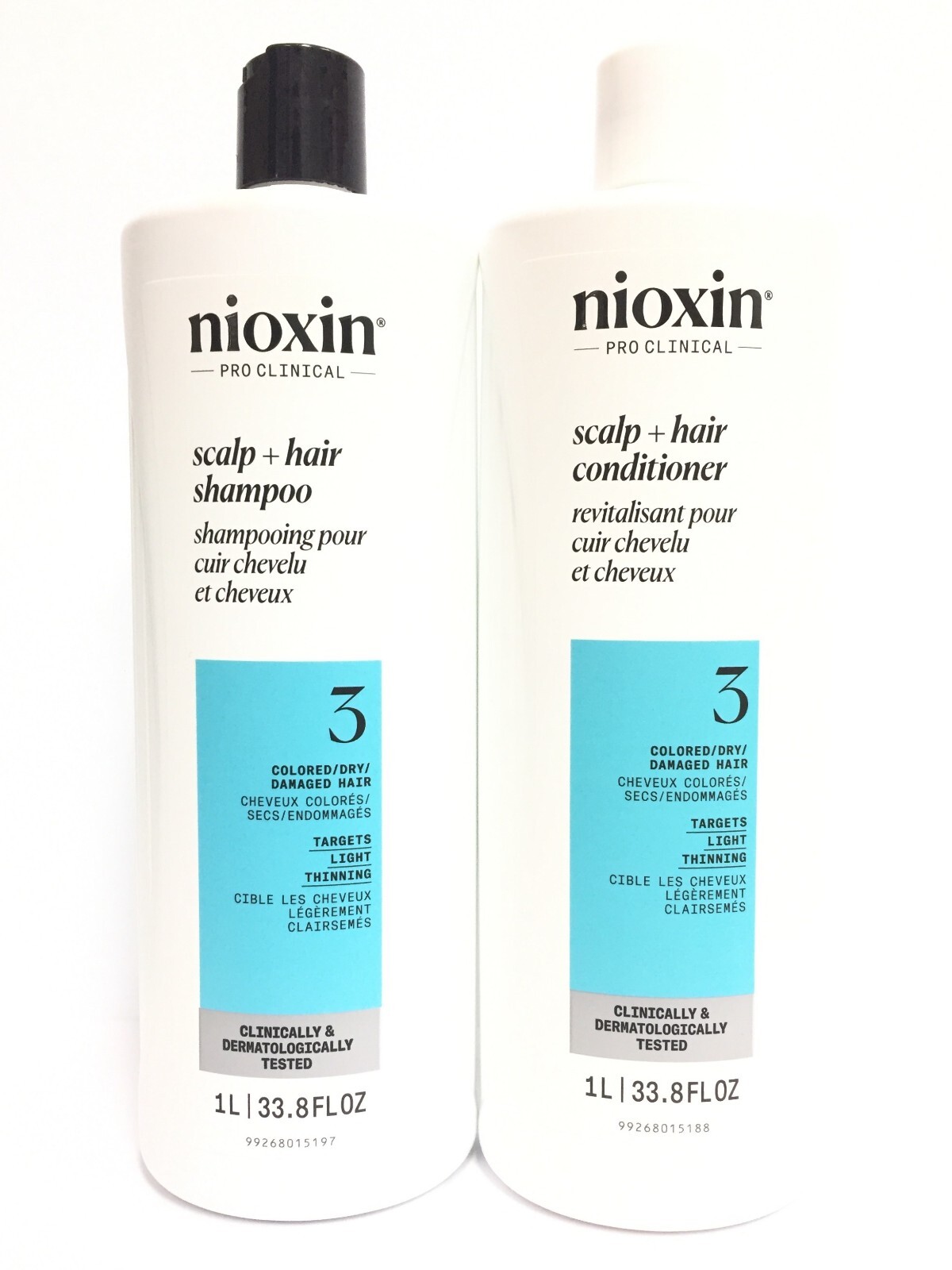 (2 PACK) Nioxin System #3 Liter Duo (Shampoo and Conditioner), 33.8 oz