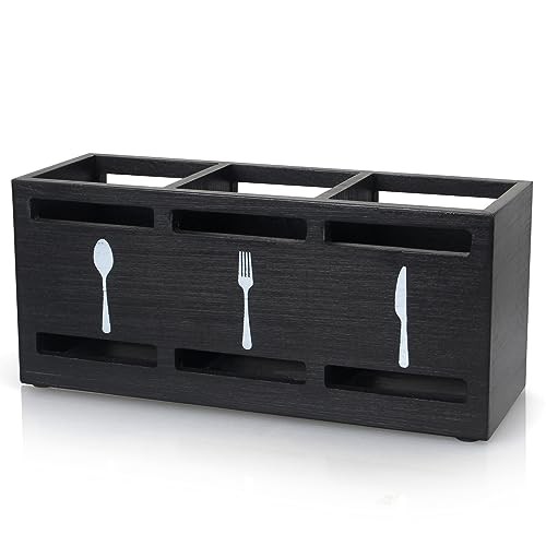 Wooden Silverware Caddies Flatware Cutlery Holder Wood Silverware Black