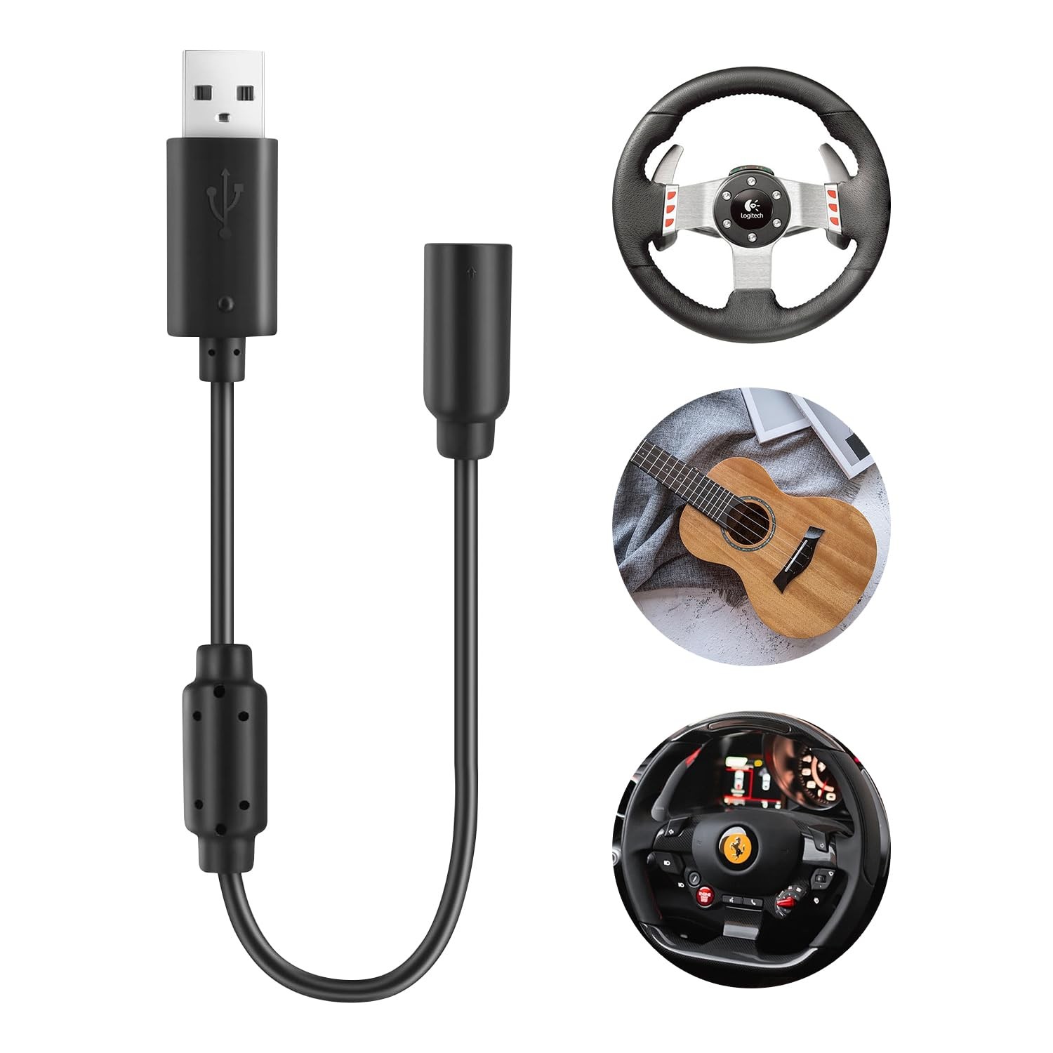 USB Breakaway Cable Xbox 360 Wired Controller Adapter Replacement For Rocksmith