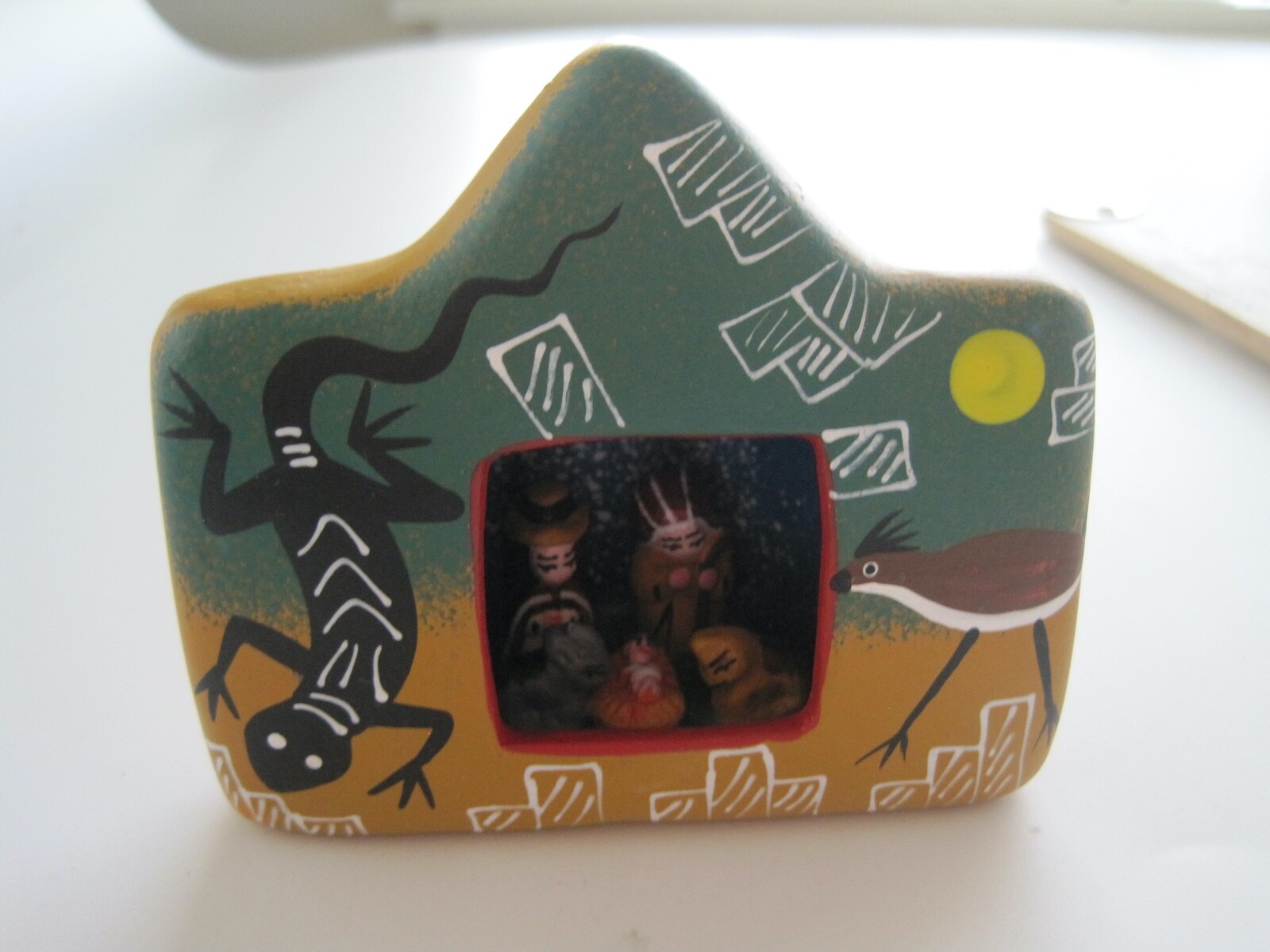 Peru Nativity Lizard Bird Clay Small