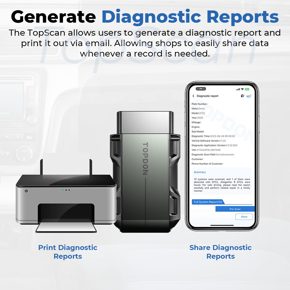 TOPDON OBD2 Scanner, TopScan Lite, Bluetooth Bidirectional Scan Tool, 8 Resets