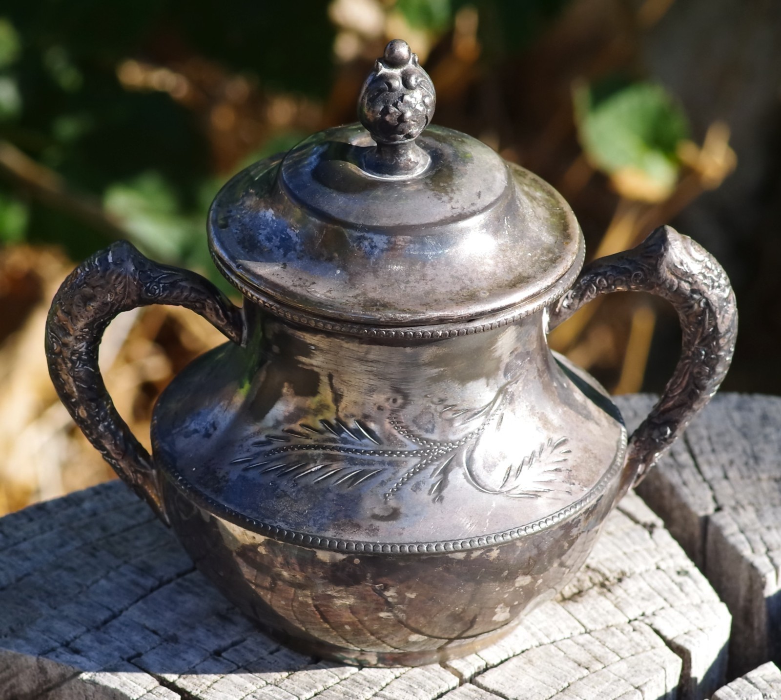 ANTIQUE Sugar Bowl Silver Plate Great Northern Art Nouveau 1890's Made in USA