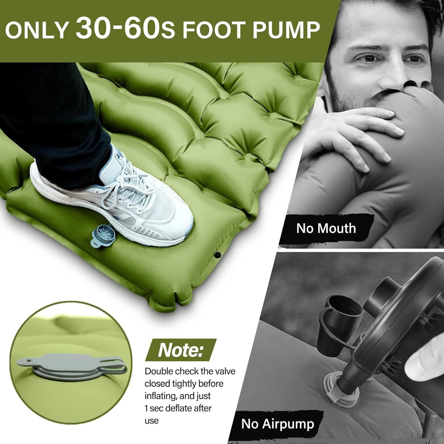 Compact Self-Inflating Sleeping Pad with Pillow for Backpacking & Tent Camping