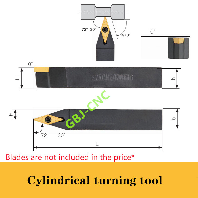 72° SVVCN 1212 1616 2020 H11K16 M16 Cylindrical turning tool For VCMT (screw)