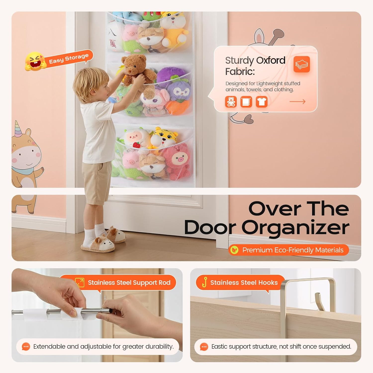 Upgraded Assembly Type Stuffed Animal Storage. Original Design & Patented, 4 Com