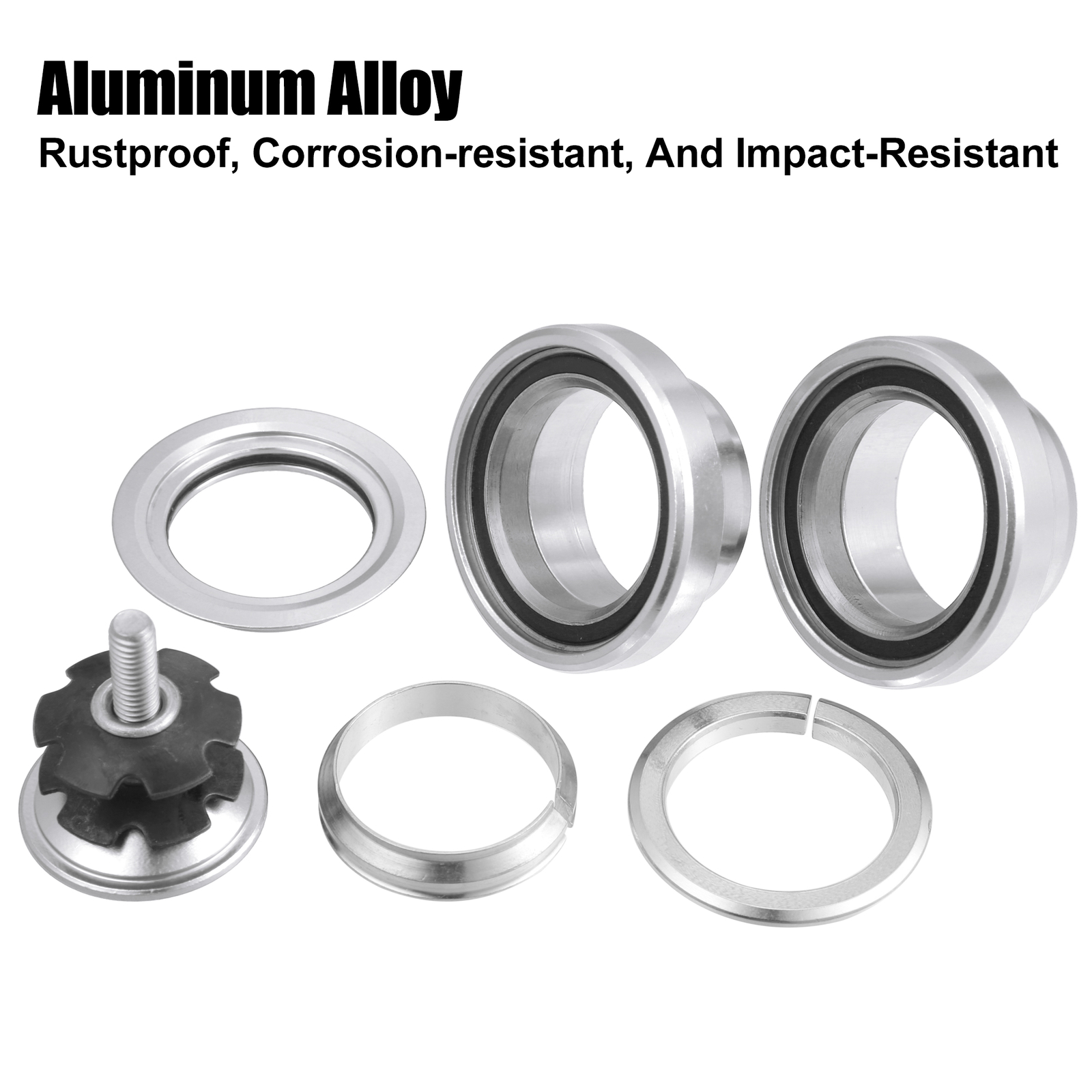 Universal Pack (1) 34mm 1-1/8" Threadless Bicycle Headset Combo Silver Tone
