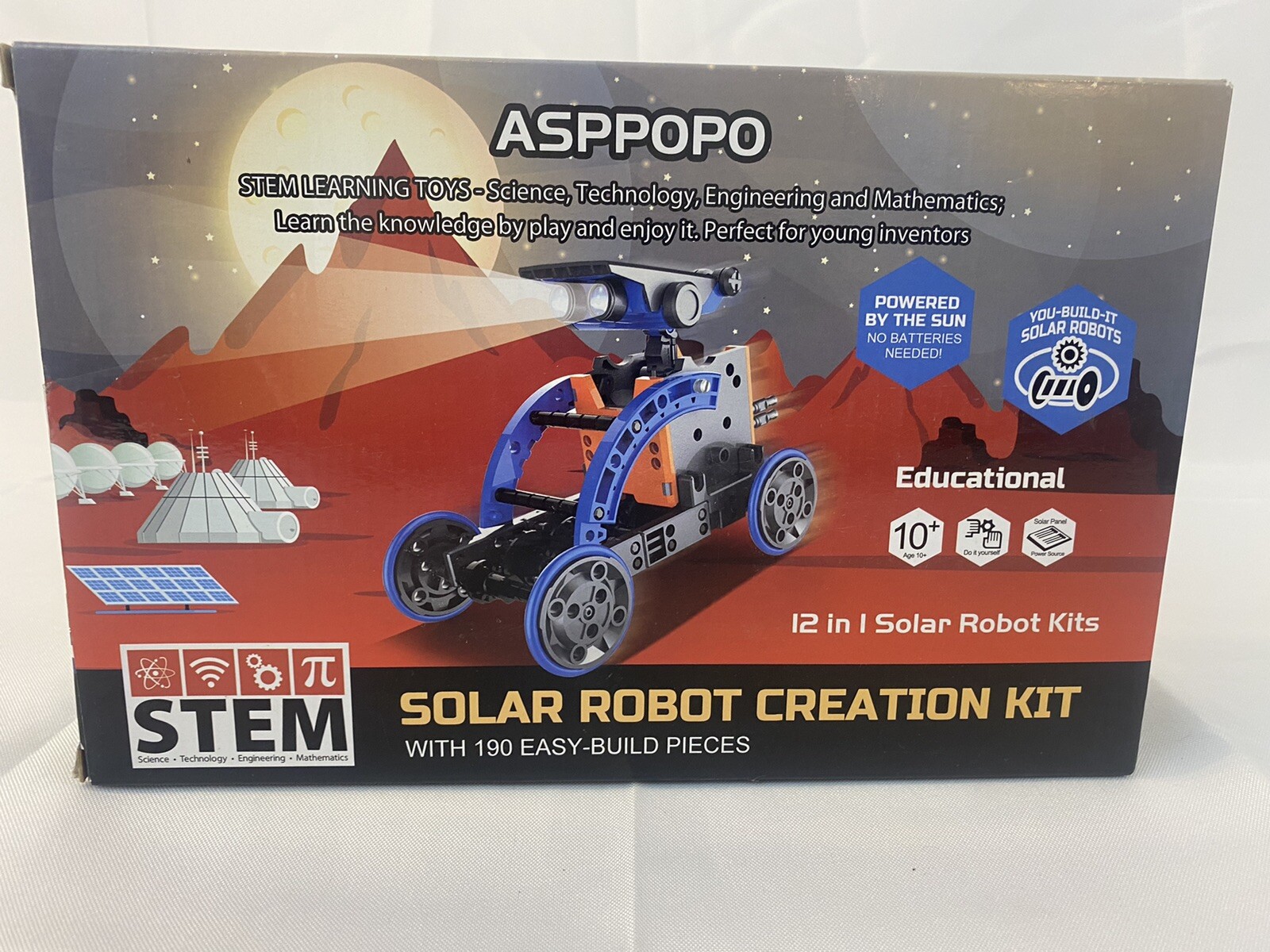 Stem Asppopo Educational Learning Solar Robot 12 In 1 Creation Kit New Fast Ship