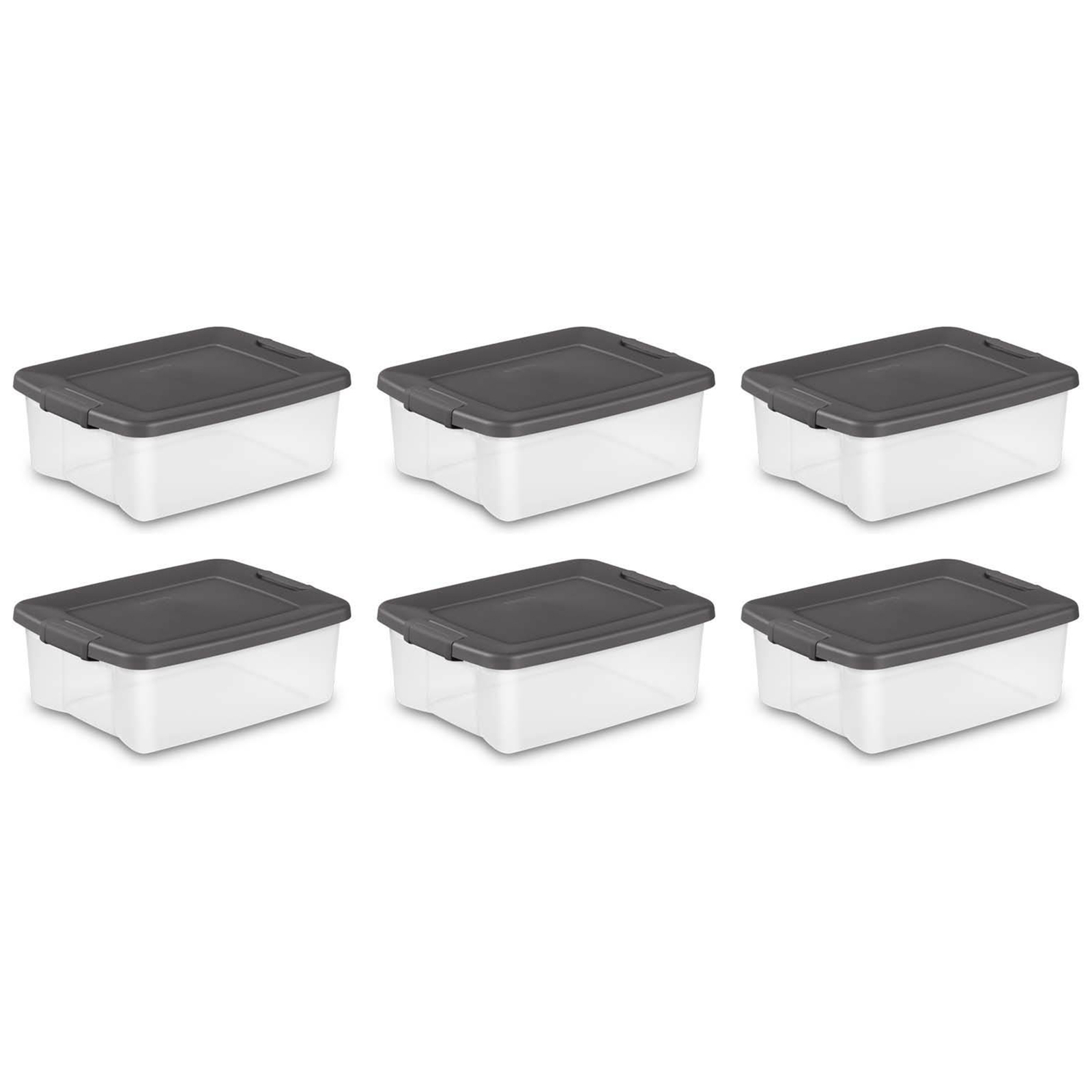 Sterilite 25 Quart ShelfTote, Stackable Storage Bin with Latching Lid, 6 Pack