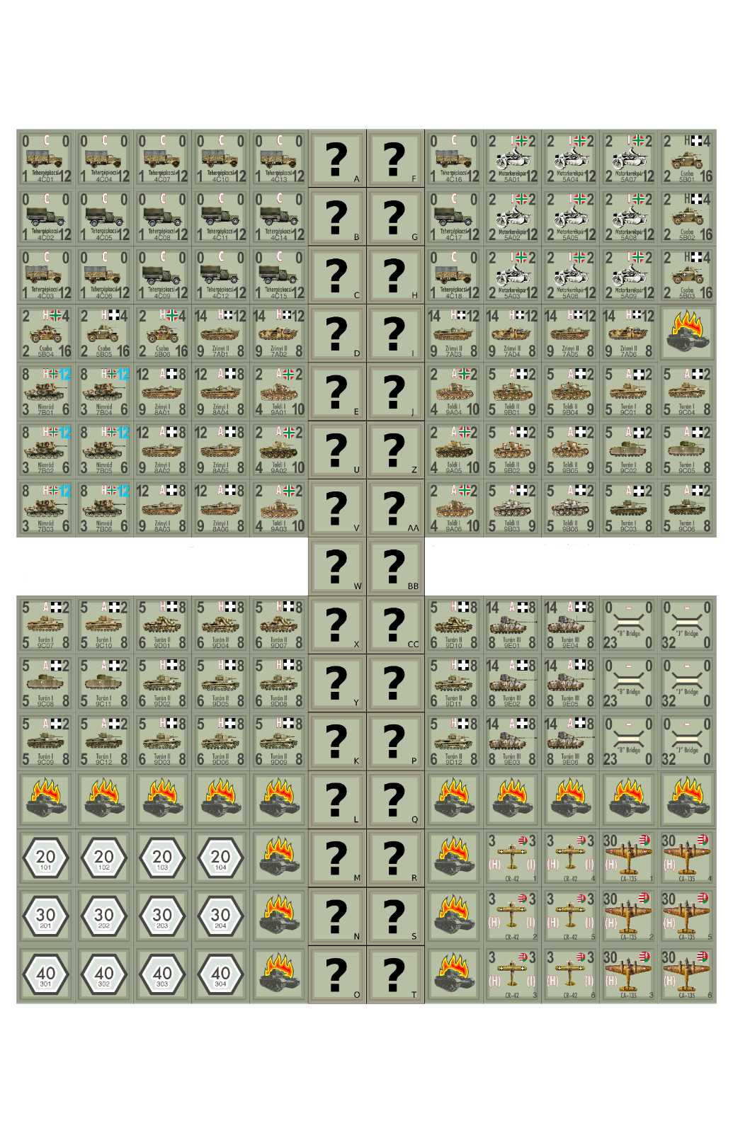 Hungarian Army Colored Counters PanzerBlitz Panzer Leader