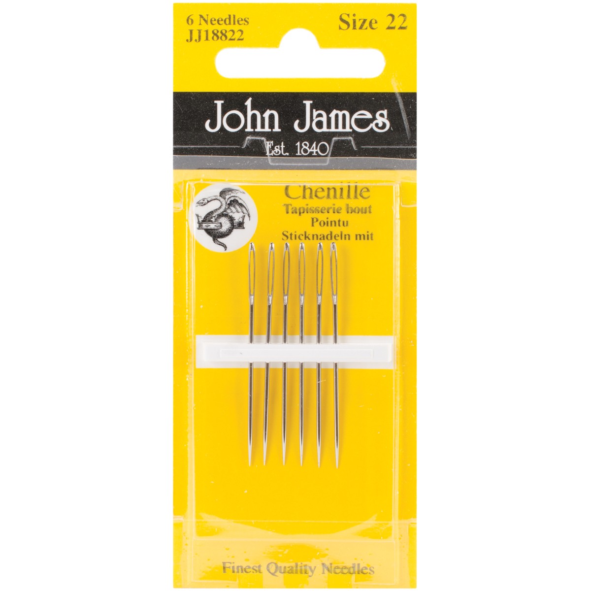 Colonial Needle JJ188-22 Chenille Hand Needles-Size 22 6/Pkg