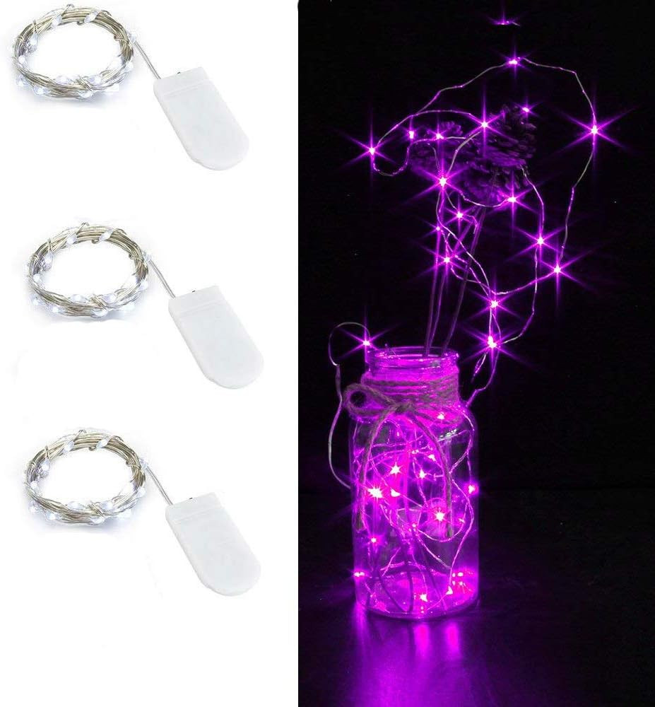 3 Pack Fairy Lights Battery Operated 6.6Ft 20 LED Mini String Lights Silver Wire