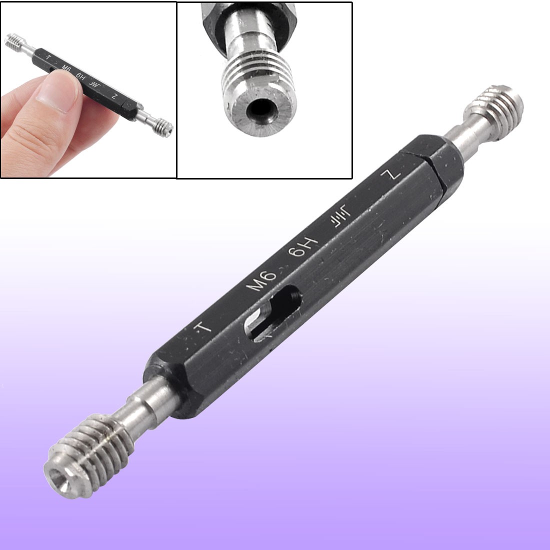 M6 x 1 6H Metric Steel Double End Hex Grip Thread Gage Gauge