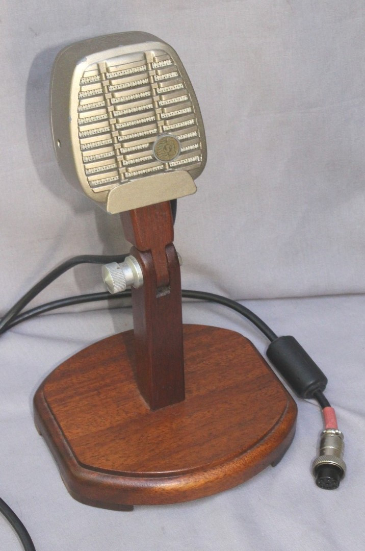 Sharp Looking Shure CR-81 (NOT REALLY!) Microphone on Wood Stand. Working? Maybe