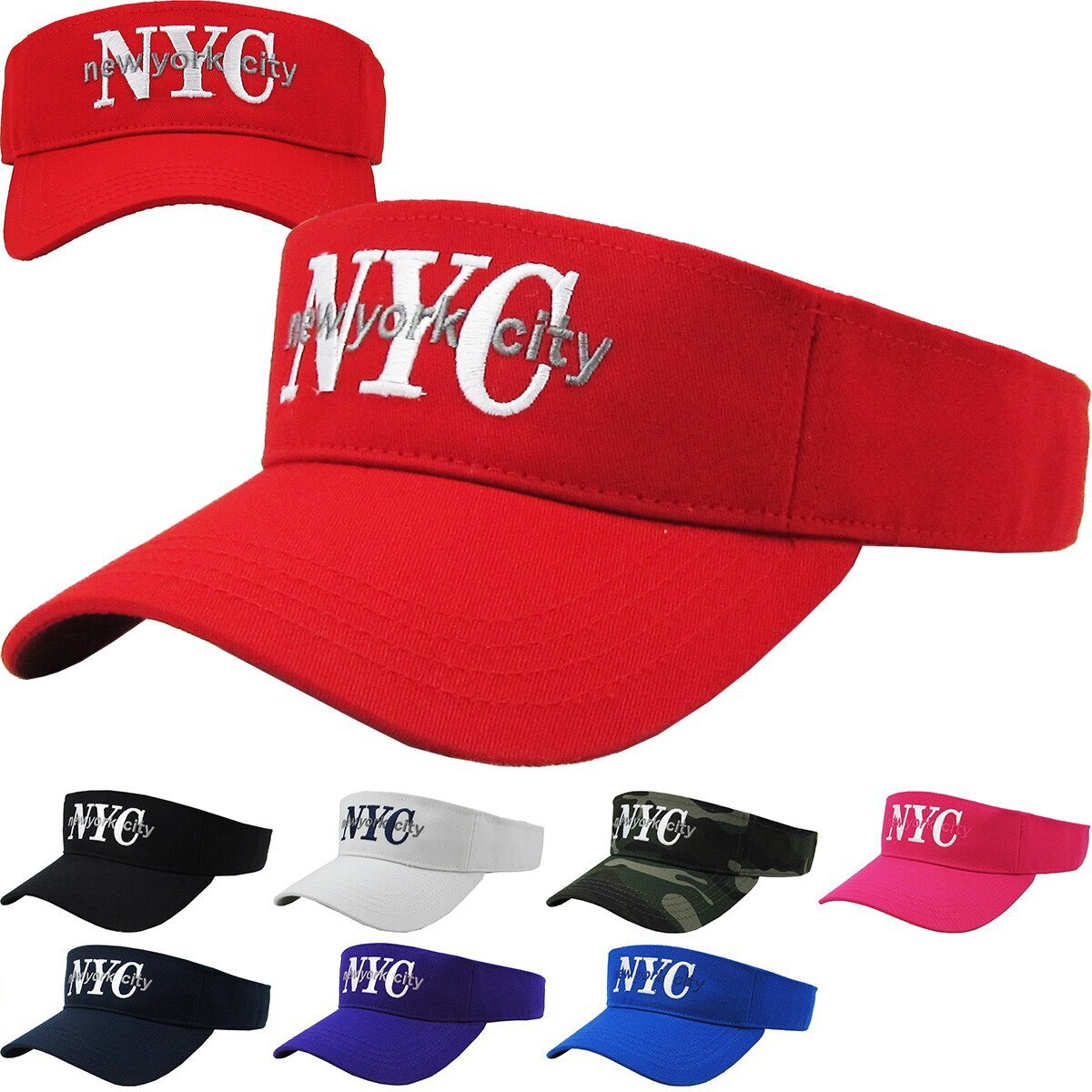 NYC New York City Sun Visor Plain Hat Sports Cap Golf Tennis Adjustable Men W...