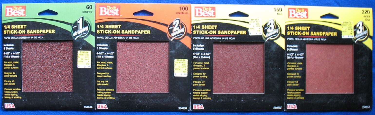 Do it Best 1/4 Sheet Stick-On Sheet 60,100,150,220 Grit - 20 Sheets in Total