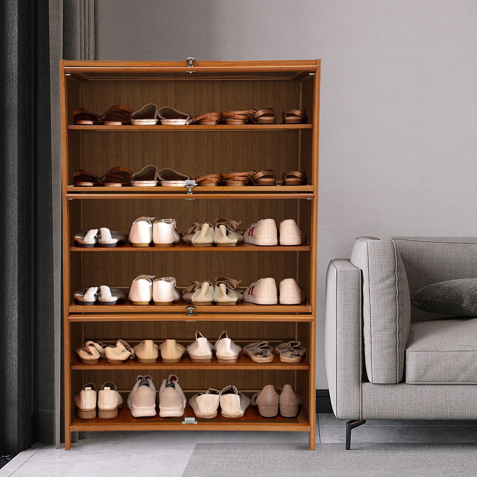 Shoe Storage Cabinet Free Standing Shoes Shelf Organizer Shoe Cabinet with Door